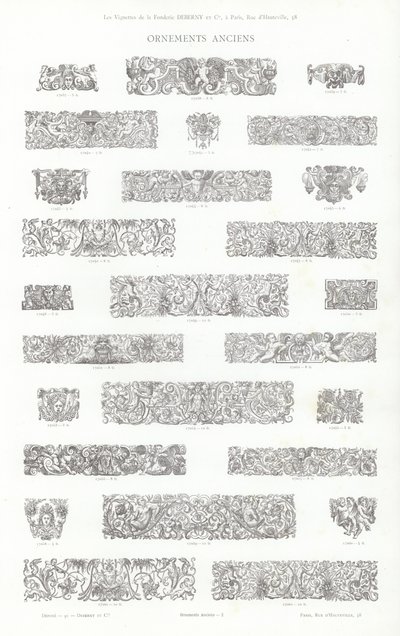 Stránka z typografických vinět (rytina) od French School