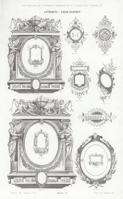 Stránka z typografických vinět (rytina) od French School