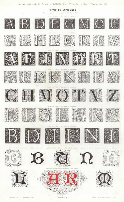 Stránka z typografických vinět (rytina) od French School