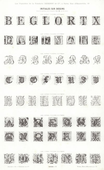 Stránka z typografických vinět (rytina) od French School