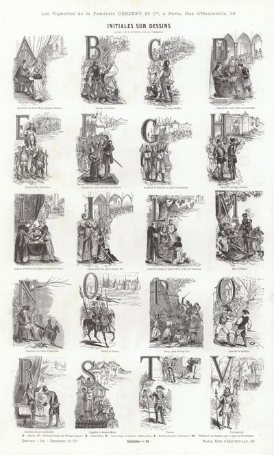 Stránka z typografických vinět (rytina) od French School