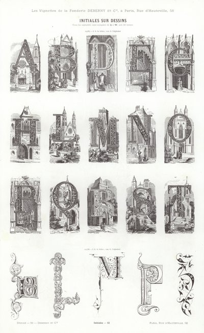 Stránka z typografických vinět (rytina) od French School