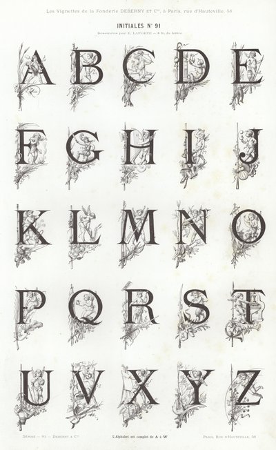 Stránka z typografických vinět (rytina) od French School