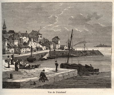 Paimboeuf - Loire-Atlantique, v oblasti Pays de la Loire - rytina v „La France illustrée: geografie, historie, statistická správa“ od V.-A. Sladově hnědá. 1884 od French School