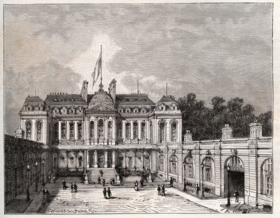Elysejský palác v Paříži - rytina v „La France illustrée: geografie, historie, statistická správa“ od V.A. Malt-Brown. 1884 od French School
