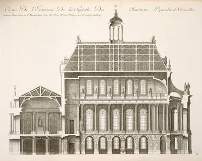 Palais du Louvre: Královská kaple, řez, cca 20. léta 17. století od French School