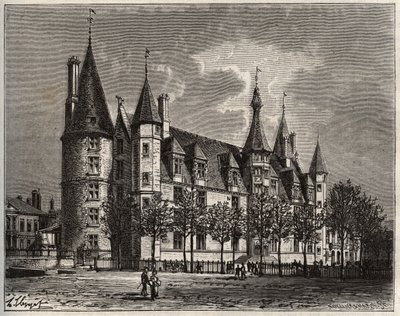 Palais vévoda de Nevers - Chateau du 15. - 16. století - rytina „La France illustree: geografie, historie, statistická správa“ od V.-A. Sladově hnědá. 1884 od French School