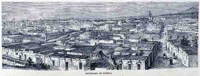 Panorama Puebla, Střední Mexiko, ze Starověkých měst Nového světa, Claude-Joseph-Desire Charnay, hospoda. 1887 od French School