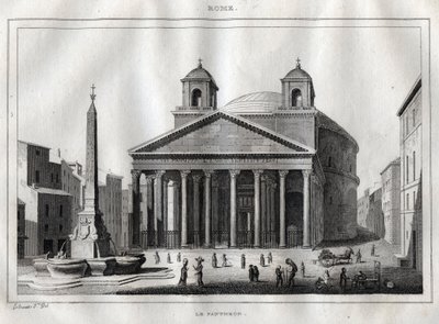 Pantheon - Řím - Roma - Rytina z „“Itálie malebné”” - Historická a popisná malba Itálie” od M. de Norvinse, Ch. Nodier 1834-1836. od French School