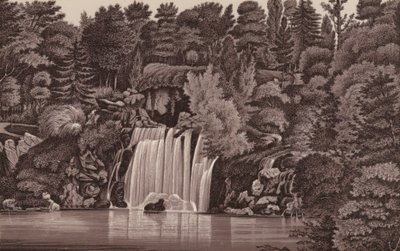 Paříž: vodopád Bois de Boulogne (litho) od French School