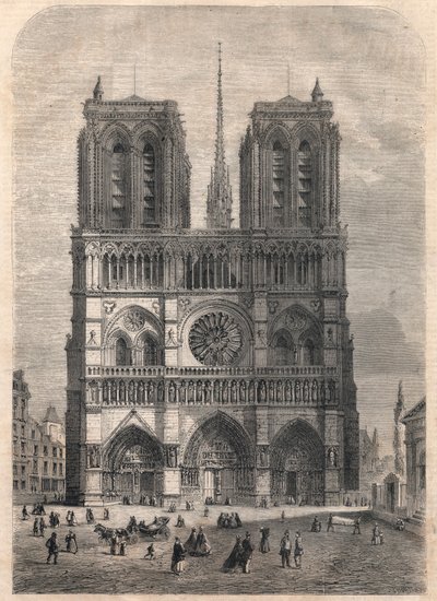 Paříž: Notre Dame. Plán podle Eugena Violleta le Duca, který katedrálu v polovině 19. století obnovil. od French School