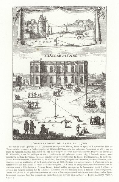 Pařížská observatoř v roce 1700 od French School