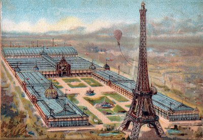 Paříž. Univerzální výstava z roku 1889: Eiffelova věž. od French School