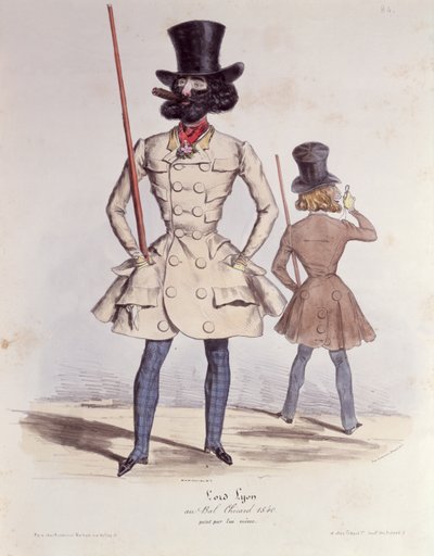 Parisian Dandies at the Bal Chicard, 1840 (barva lito) od French School