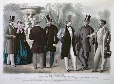 Pařížský módní talíř pro Le Progres, červen 1864 (barevná rytina) od French School