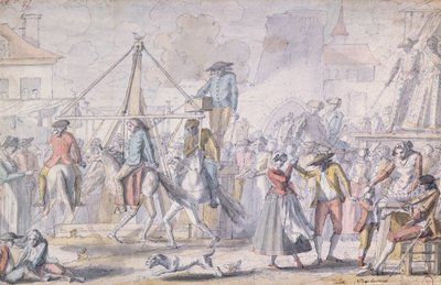 Pařížské hřiště, známé jako Les Porcherons (tužka a čb na papíře) od French School