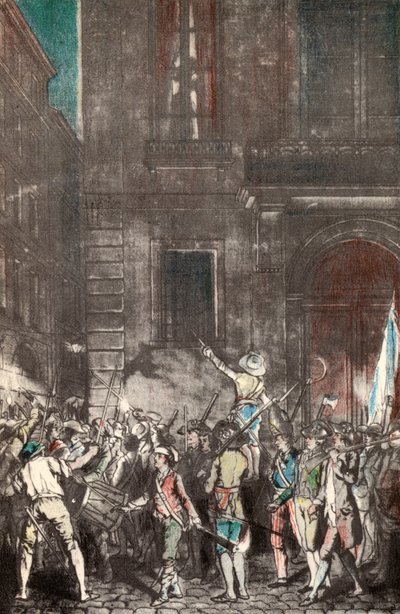 Hlídky vytvořené obyvateli Paříže během francouzské revoluce (barevná rytina) od French School