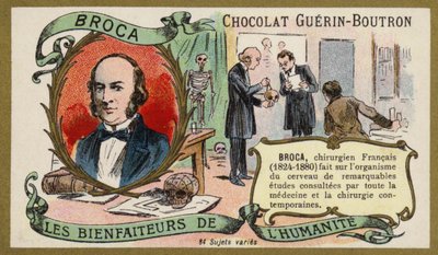 Paul Broca , francouzský lékař, anatom a antropolog (chromolitho) od French School