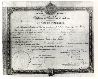 Paul Verlaines Baccalaureat, 1862 (pero a inkoust na papíře) od French School
