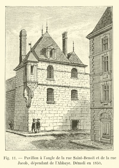 Pavilon na rohu rue Saint-Benoit a rue Jacob, závislý na opatství, zničen v roce 1850 od French School