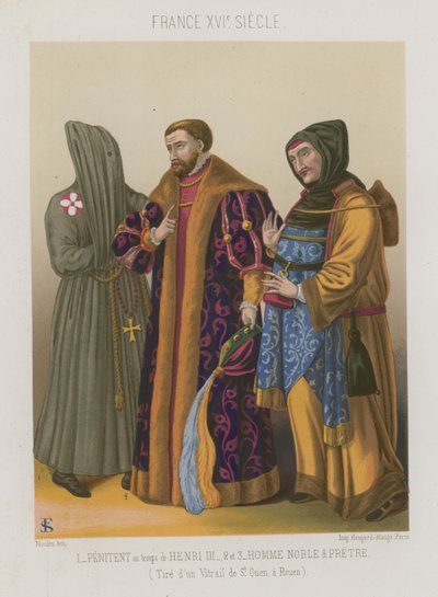 Kajícník v době Jindřicha III. s urozeným mužem a knězem od French School