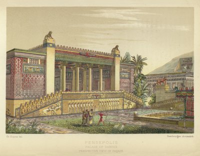 Persepolis, palác Darius, perspektivní pohled na fasádu od French School