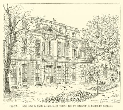 Malý hotel v Conti, v současnosti enklávovaný v budovách Hotel des Monnaies od French School