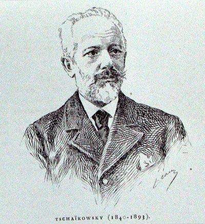 Petr Ilitch Čajkovskij (1840-93), ilustrace z „Dějin hudby v Rusku“ od Alberta Soubiese, vydané v Paříži od French School