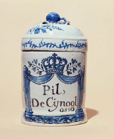 Farmaceutická nádoba na tablety cynoglossum, cca 1700 (keramická) od French School