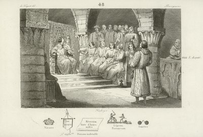 Filip V. Francouzský a generální státy odmítají nárok na trůn Jany II. Navarrské, c1317 od French School