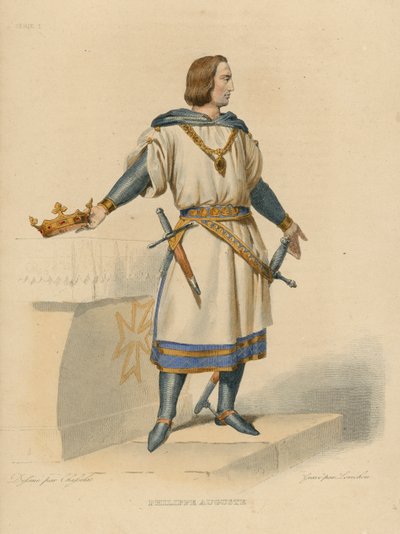 Philippe Auguste (barevná rytina) od French School