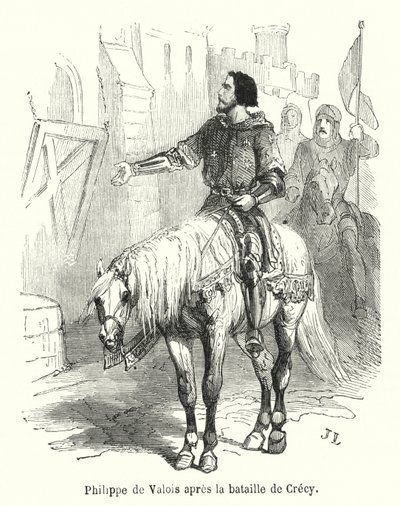 Philippe de Valois po bitvě u Crecy (rytina) od French School