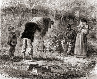 Fotografie v 19. století, z Les Merveilles de la Science, publikovaná kolem roku 1870 (rytina) od French School