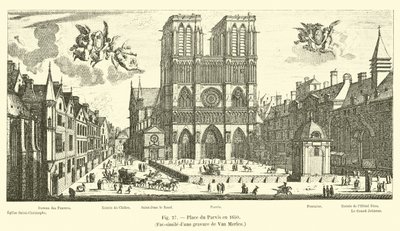 Place du Parvis v roce 1650, Faksimile rytiny od Van Merlena od French School