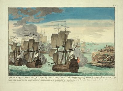 Plan du Combat Naval de la Grenade Gagné par Mr. le Cte. D"Estaing sur l"Amiral Byron le 6 Juillet 1779, pub. 1779 od French School