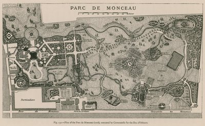 Plán Parc de Monceau (1718), který provedl Carmontelle pro Due dOrleans od French School