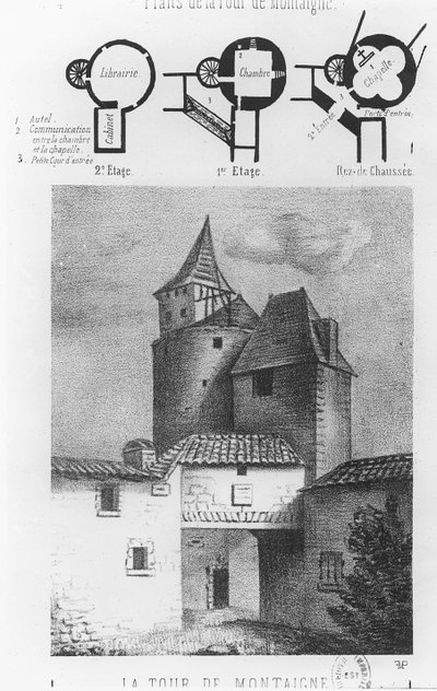 Mapa Tour de Montaigne, v Saint-Michel-de-Montaigne (litho) od French School
