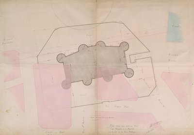 Plán ukazující obvodové linie Bastily, 1830 od French School