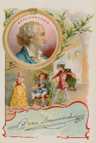 Dramatik Pierre-Augustin Caron de Beaumarchais se scénou z Figarovy svatby od French School