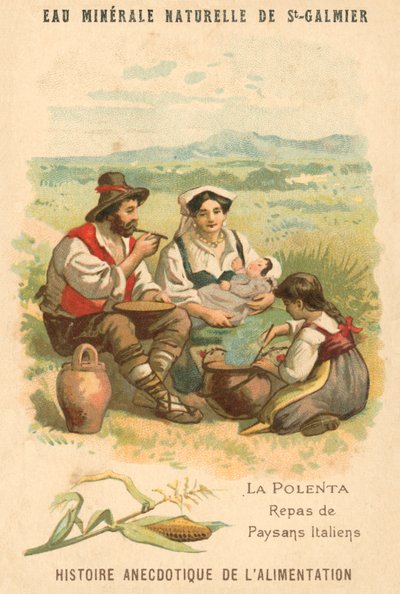 Polenta, jídlo italských rolníků (chromolitho) od French School
