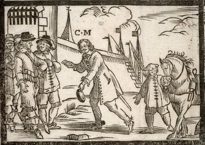 Politické brožury Mazarináda: Mazarin osvobozuje prince v Le Havre, ryté dřevo od French School