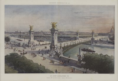 Pont Alexandre III, Světová výstava 1900, Paříž (barevné lito) od French School
