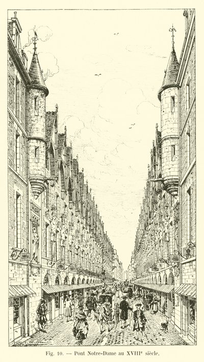 Most Notre-Dame v 18. století od French School