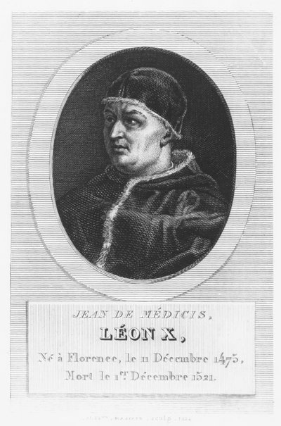 Papež Leo X, Giovanni di Lorenzo de Medici (rytina) od French School
