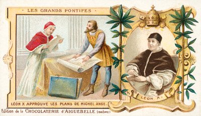 Papež Lev X. schvalující Michelangelovy plány od French School