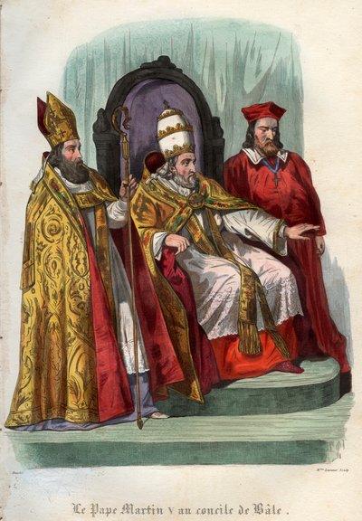 Papež Martin V (1368-1431) na koncilu v Basileji (Concile de Bale) v roce 1431 od French School
