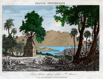 Port Louis na Madagaskaru. (rytina, cca 1850) od French School