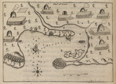 Přístav St. Louis, „Les Voyages du Sieur de Champlain...“ od Samuela de Champlain od French School