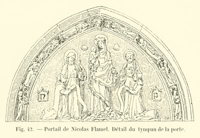 Portál Nicolase Flamela, Detail tympanonu dveří od French School