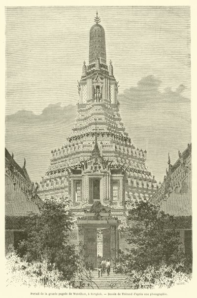 Portál velké pagody Wat-Chan, v Bangkoku (rytina) od French School